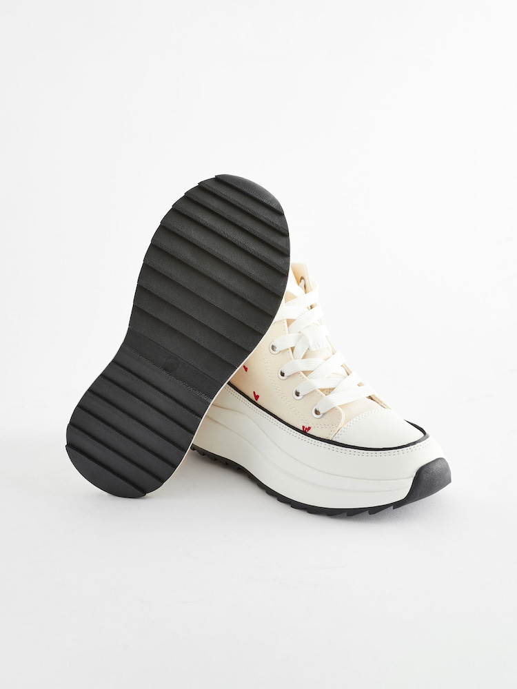 Heart Embroidered Neutral Extra Chunky Lace-Up With Zip Trainers - Image 6 of 6 Heart Embroidered Neutral Extra Chunky Lace-Up With Zip Trainers - Image 6 of 6