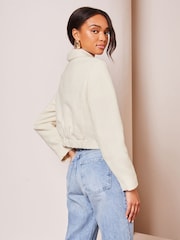 Lipsy Cream Boucle Tailored Zip Through Jacket - Image 2 of 4