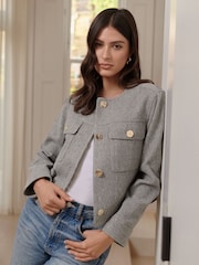 Lipsy Grey Short Tailored Jacket - Image 1 of 4