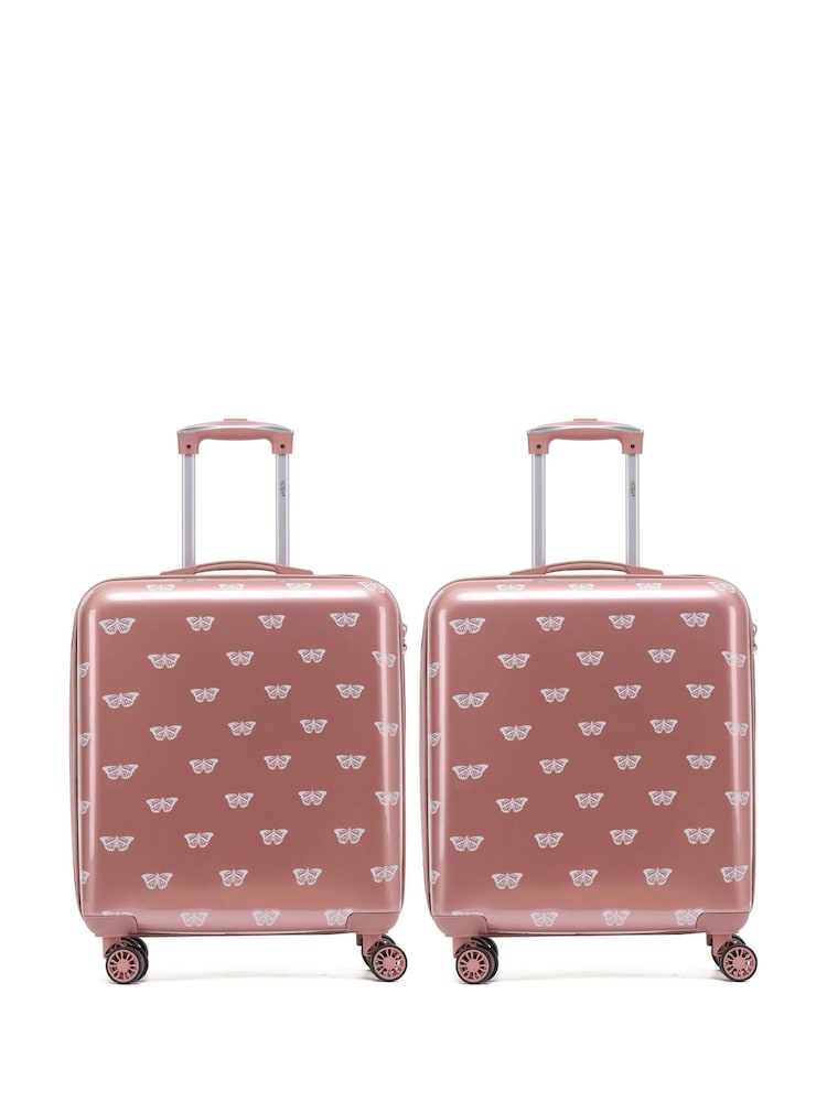Flight Knight Medium Check-In Hold Luggage Hardcase Travel Pink Suitcases Set Of 2 - Image 1 of 7
