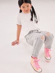 Pink Tie Dye Chunky High Top Lace-Up Trainers - Image 1 of 9