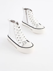 Silver Metallic Chunky High Top Lace-Up Trainers - Image 1 of 5