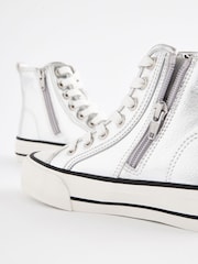 Silver Metallic Chunky High Top Lace-Up Trainers - Image 4 of 5