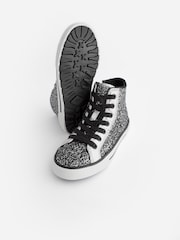 Silver Glitter Lace Up High Top Trainers - Image 3 of 4