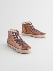 Red Berry Glitter Lace Up High Top Trainers - Image 1 of 6