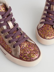 Red Berry Glitter Lace Up High Top Trainers - Image 5 of 6