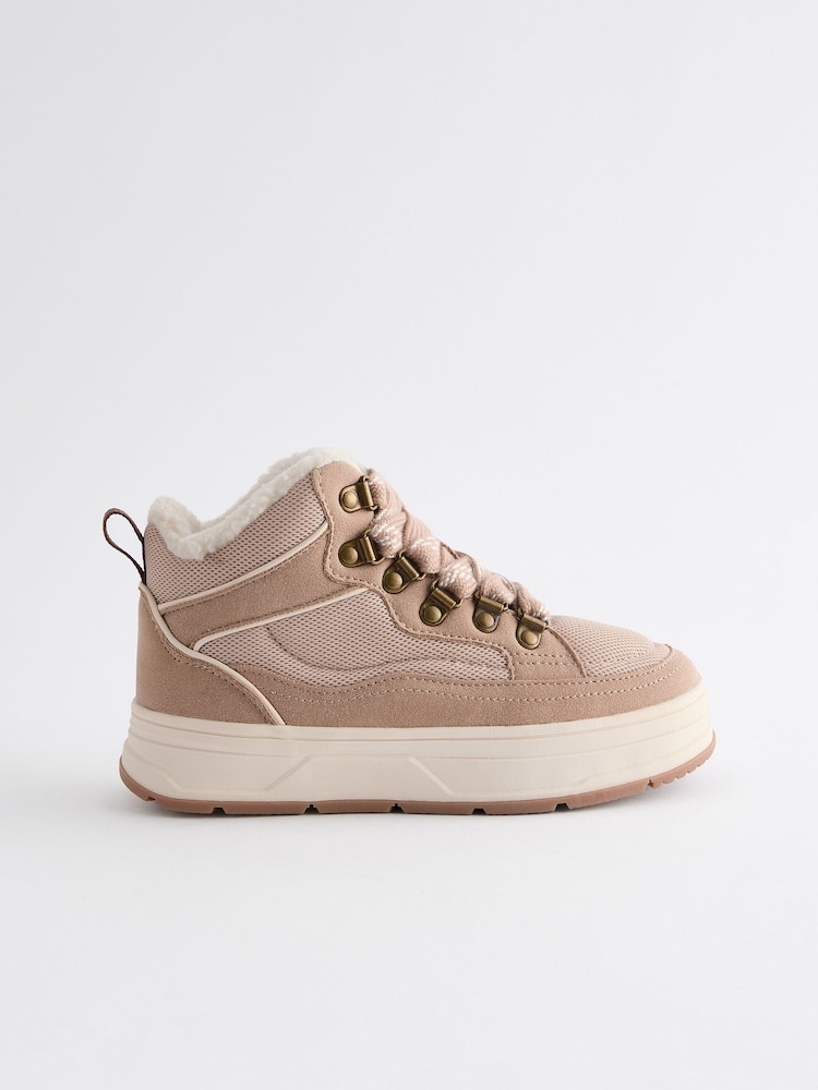 Neutral Brown Chunky Lace Skate High Top Trainers - Image 4 of 7
