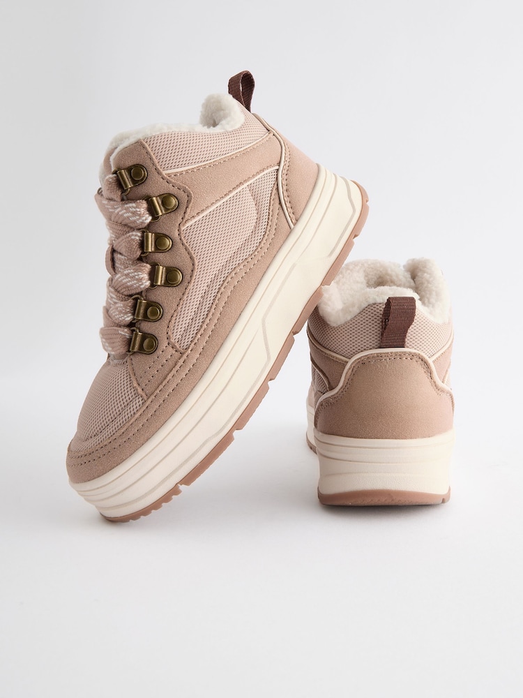 Neutral Brown Chunky Lace Skate High Top Trainers - Image 5 of 7