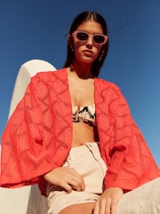 Korallenpink - Gehäkelte sommerliche Strickjacke - Bild 1 von 1