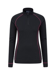 Mountain Warehouse Black Womens Bamboo Thermal Zip Neck Top - Image 1 of 5