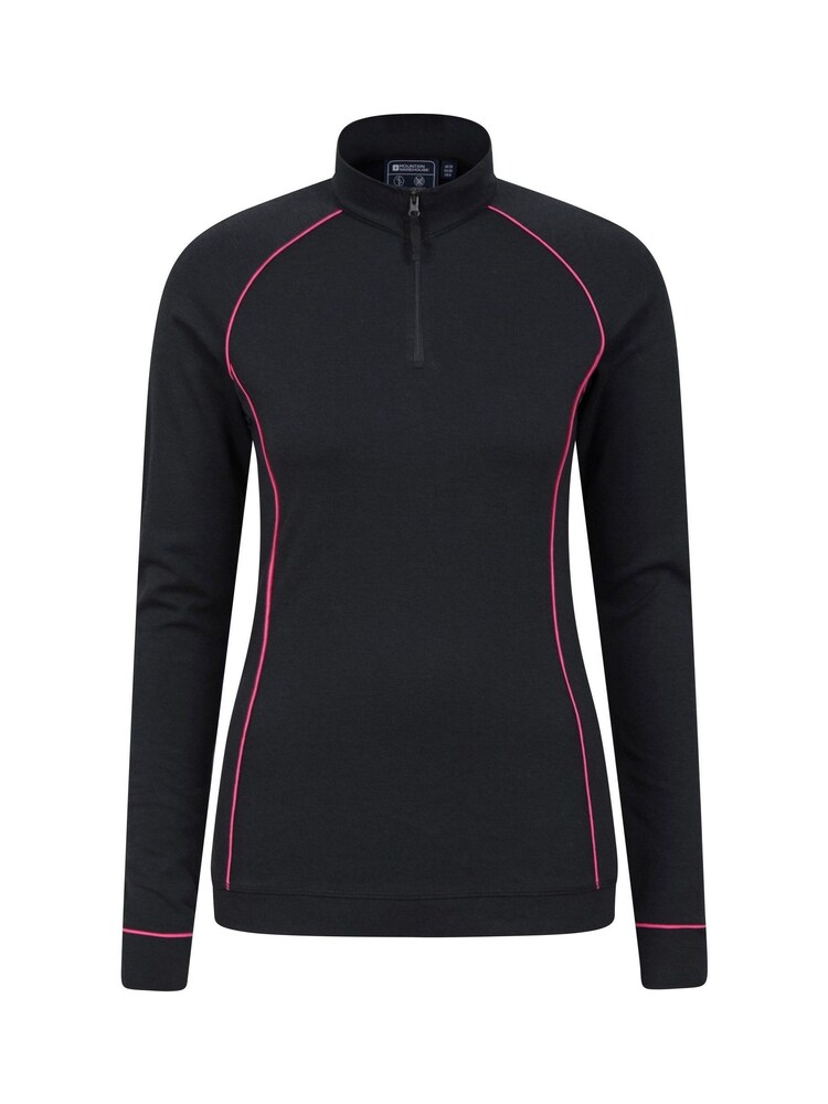 Mountain Warehouse Black Womens Bamboo Thermal Zip Neck Top - Image 1 of 5