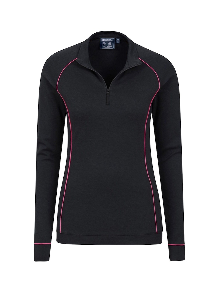 Mountain Warehouse Black Womens Bamboo Thermal Zip Neck Top - Image 2 of 5