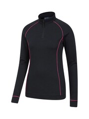 Mountain Warehouse Black Womens Bamboo Thermal Zip Neck Top - Image 4 of 5