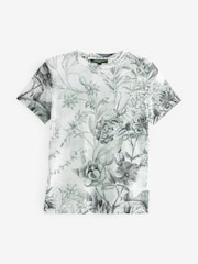 Grey Floral Kew Collection Short Sleeve Mesh Top - Image 4 of 6