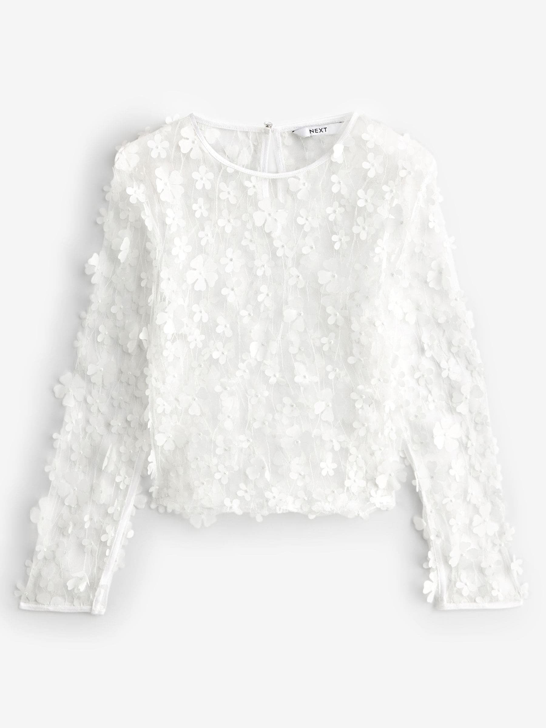 Buy White 3D Floral Mesh Blouse from Next Luxembourg