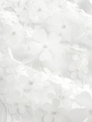 White 3D Floral Mesh Blouse - Image 6 of 6