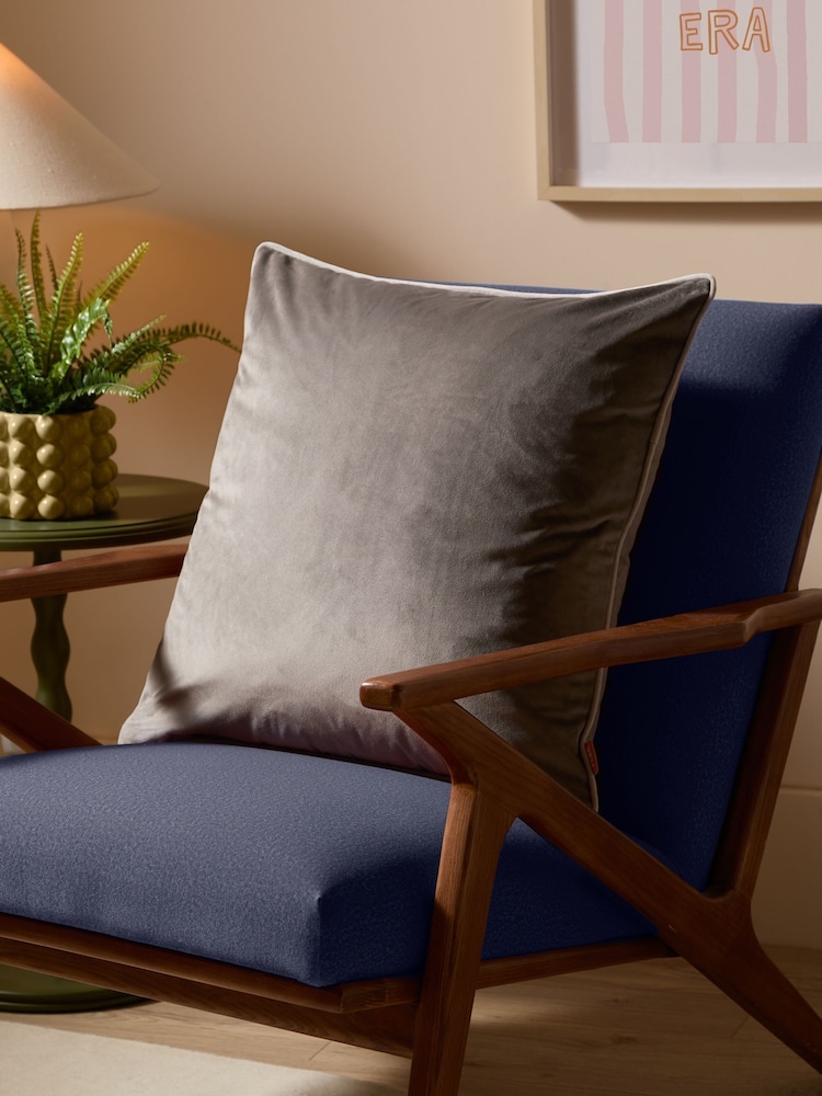 Furn Grey Meridian Velvet Cushion 55 x 55cm Cover 45cm X 45cm - Image 1 of 6 Furn Grey Meridian Velvet Cushion 55 x 55cm Cover 45cm X 45cm - Image 1 of 6