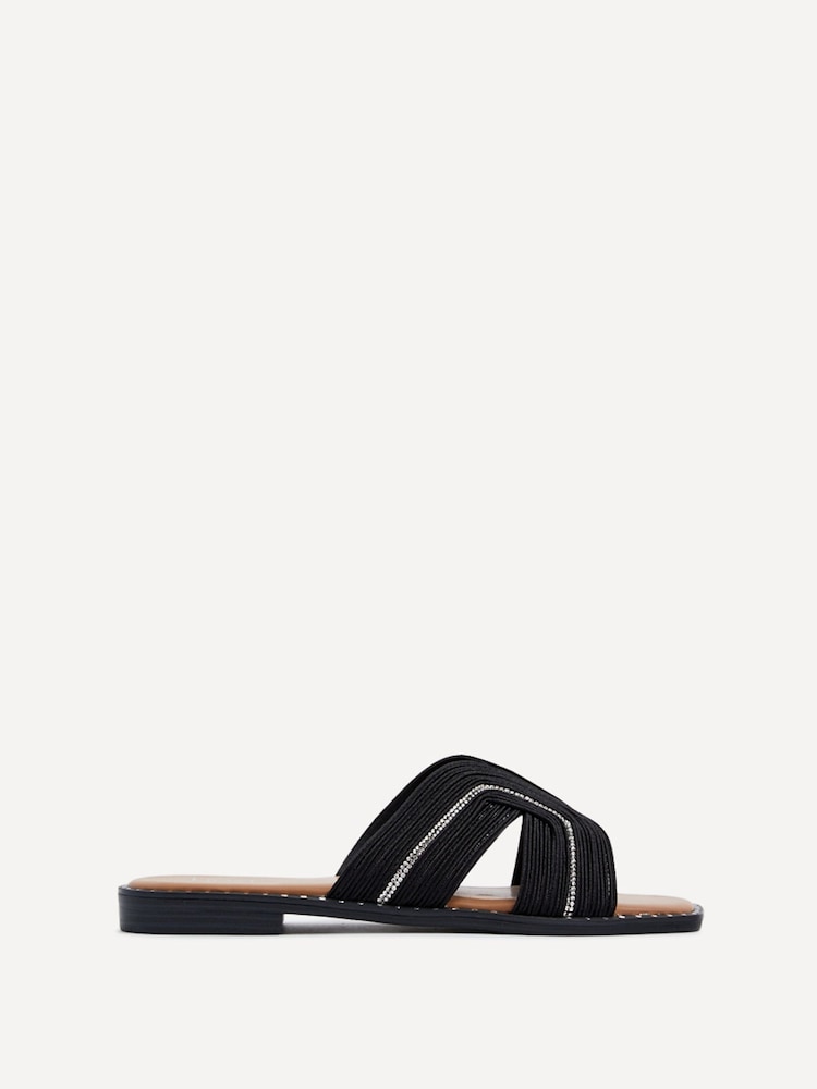 Linzi Black Amour Link Diamante Strap Sandals With Stud Outsole Detail - Image 2 of 5