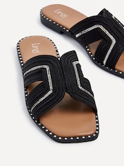 Linzi Black Amour Link Diamante Strap Sandals With Stud Outsole Detail - Image 4 of 5