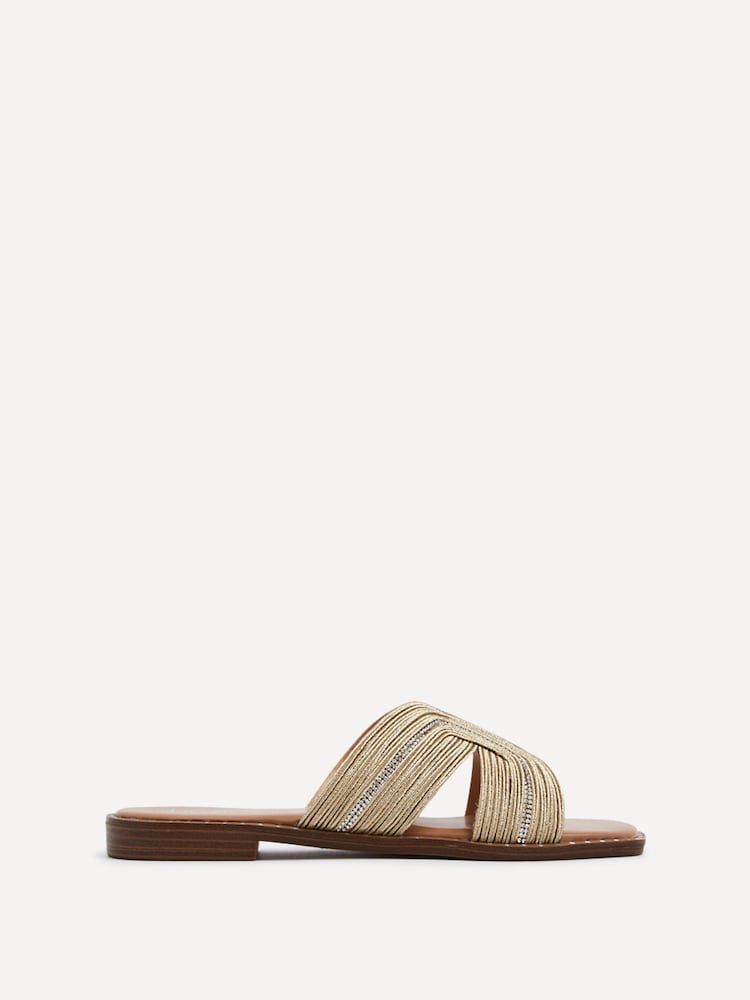 Linzi Gold Amour Link Diamante Strap Sandals With Stud Outsole Detail - Image 2 of 5