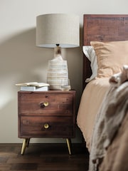 Barker and Stonehouse Brown Modi Reclaimed Wood 2 Drawer Bedside - Image 1 of 5
