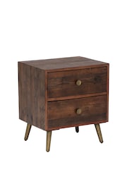 Barker and Stonehouse Brown Modi Reclaimed Wood 2 Drawer Bedside - Image 3 of 5