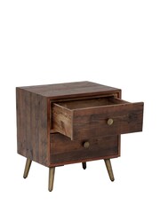 Barker and Stonehouse Brown Modi Reclaimed Wood 2 Drawer Bedside - Image 4 of 5