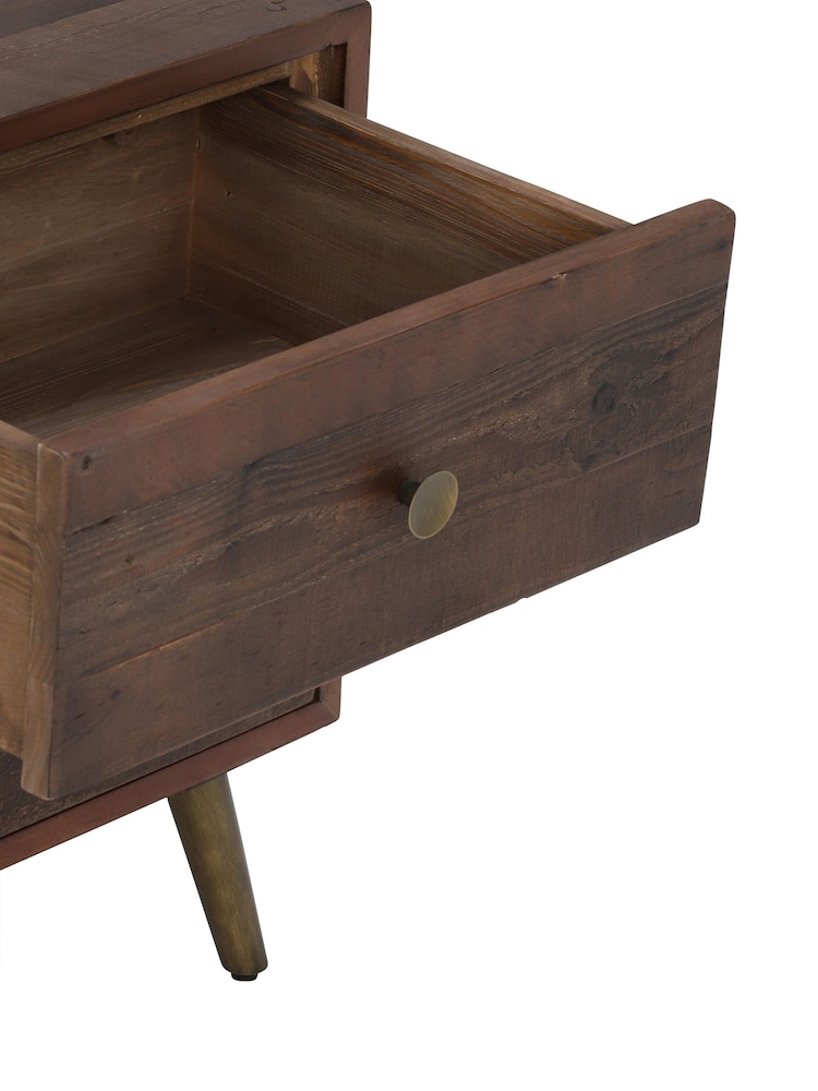 Barker and Stonehouse Brown Modi Reclaimed Wood 2 Drawer Bedside - Image 5 of 5