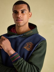Joules Official Burghley Green/Navy Unisex Colourblock Hoodie - Image 3 of 5