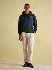 Joules Official Burghley Green/Navy Unisex Colourblock Hoodie - Image 4 of 5