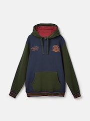 Joules Official Burghley Green/Navy Unisex Colourblock Hoodie - Image 5 of 5