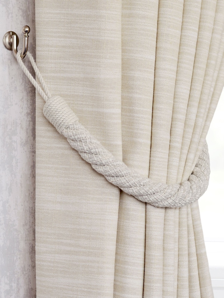 Laura Ashley Slate White Set of Two Felton Rope Tie Backs - Image 1 of 3