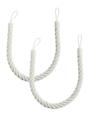 Laura Ashley Slate White Set of Two Felton Rope Tie Backs - Image 3 of 3