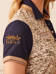 Joules Official Burghley Navy/Camel Printed Polo Shirt - Image 3 of 3