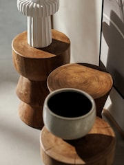Barker and Stonehouse Brown Elswyth Solid Teak Pawn Stool - Image 1 of 4