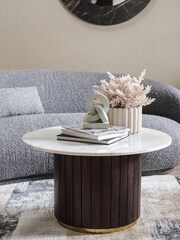 Barker and Stonehouse Dark Brown Calliope Marble 75cm Coffee Table - Image 1 of 4