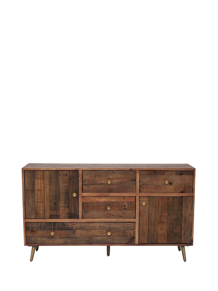 Barker and Stonehouse Brown Modi Reclaimed Wood 4 Drawer 2 Door Sideboard - Image 2 of 3