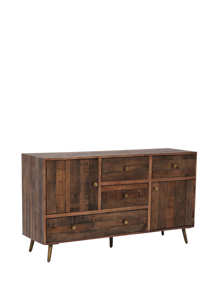 Barker and Stonehouse Brown Modi Reclaimed Wood 4 Drawer 2 Door Sideboard - Image 3 of 3