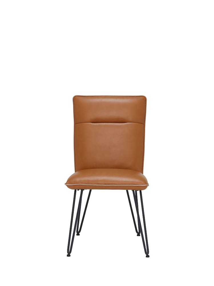 Barker and Stonehouse Cognac Brown Bron Faux Leather Dining Chair - Image 2 of 5