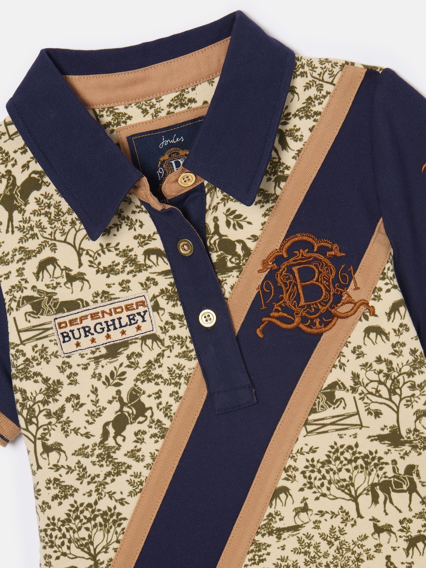 Buy Joules Official Burghley Navy Camel Girls Printed Polo Shirt from Next Luxembourg