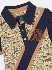 Joules Official Burghley Navy/Camel Girls' Printed Polo Shirt - Image 3 of 3