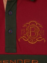 Joules Official Burghley Navy/Burgundy Kids' Colourblock Polo Shirt - Image 4 of 5