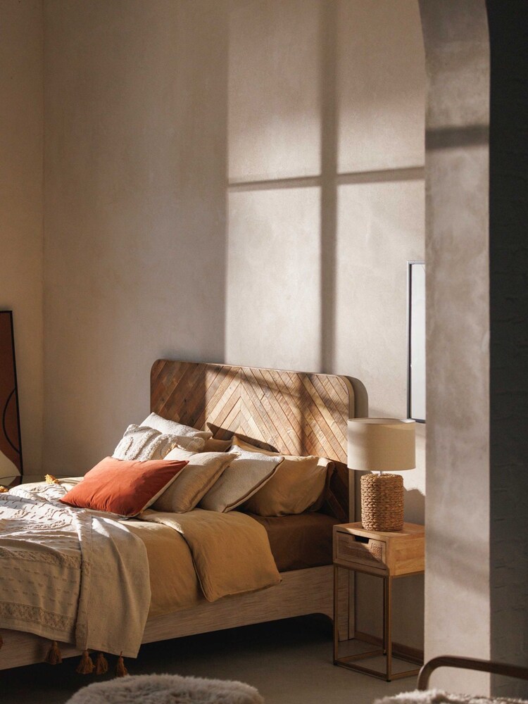 Barker and Stonehouse Brown Della Rustic Wood Herringbone King Bed - Image 1 of 6
