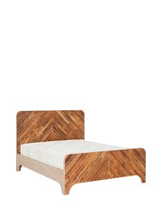 Barker and Stonehouse Brown Della Rustic Wood Herringbone King Bed - Image 2 of 6
