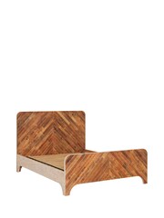 Barker and Stonehouse Brown Della Rustic Wood Herringbone King Bed - Image 3 of 6
