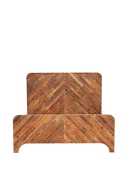 Barker and Stonehouse Brown Della Rustic Wood Herringbone King Bed - Image 4 of 6