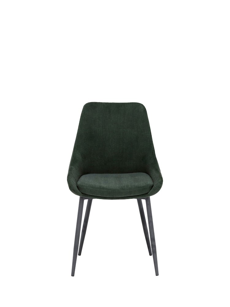 Barker and Stonehouse Green Emmett Corduroy Fabric Dining Chair - Image 2 of 6
