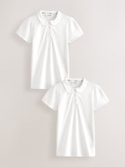 Clarks White Girls Short Sleeve School Shirts 2 Pack - Image 1 of 5