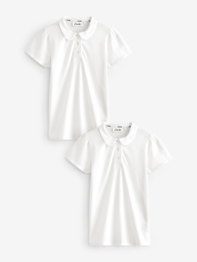 Weiß - Clarks Girls Short Sleeve School Shirts 2 Pack - Bild 1 von 5 Weiß - Clarks Girls Short Sleeve School Shirts 2 Pack - Bild 1 von 5