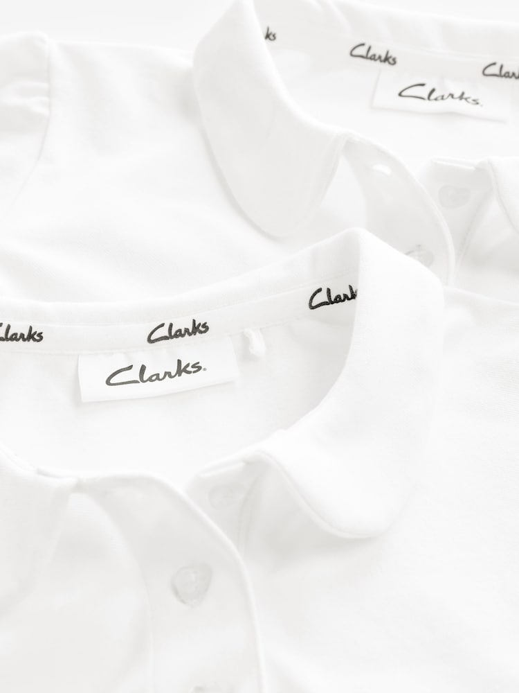 Clarks White Girls Short Sleeve School Shirts 2 Pack - Image 4 of 5